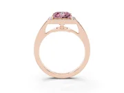 Fancy Pink Princess Cut Diamond Halo Pavé Engagement Ring Set in Rose gold with Bezel Setting
