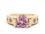 Heart-Shaped Tension Style Engagement Ring Setting for a Fancy Pink Lab-Grown Diamond | Yellow Gold