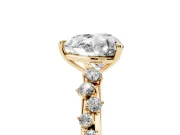 Heart Cut Diamond Cluster Solitaire Ring Set in Yellow gold with Prong Setting