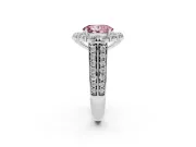 Fancy Pink Oval Cut Diamond Halo Engagement Ring Set in Silver with Split Shank and Prong Setting