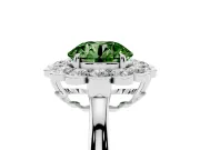Round Scalloped Cluster Halo Engagement Ring Setting for a Fancy Green Lab-Grown Diamond | Plain Band | Platinum