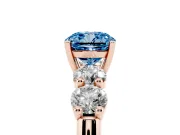 Cushion Cut Five Stone Engagement Ring Setting for a Fancy Blue Lab-Grown Diamond | Prong Set Side Stones | Rose Gold