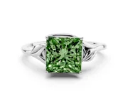 Princess Cut Leaf Bypass Solitaire Engagement Ring Setting for a Fancy Green Lab-Grown Diamond | Platinum