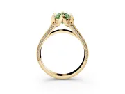 Fancy Green Marquise Cut Diamond Pavé Split Shank Solitaire Ring Set in Yellow gold with Prong Setting