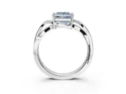 Princess Cut Bypass Solitaire Engagement Ring Setting for a Fancy Blue Lab-Grown Diamond | Pavé Strands | Platinum