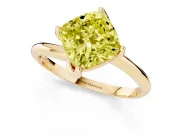 Cushion Cut Bypass Solitaire Engagement Ring Setting for a Fancy Yellow Lab-Grown Diamond | Plain Band | Yellow Gold