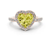 Heart-Shaped Halo Pave Engagement Ring Setting for a Fancy Yellow Lab-Grown Diamond | Heart Cutout Gallery | Rose Gold
