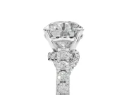 Round Pavé Solitaire Engagement Ring Setting | Crossover Gallery | White Gold