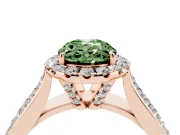 Oval Pavé Engagement Ring Setting for a Fancy Green Lab-Grown Diamond | Wide Three-Row Band | Rose Gold