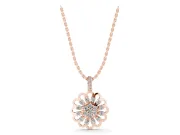 Round Lab-Grown Diamond Floral Cluster Pendant Necklace | Open Petal Frame | Rose Gold