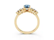 Emerald Cut Side Stone Engagement Ring Setting for a Fancy Blue Lab-Grown Diamond | Shoulder Clusters | Yellow Gold