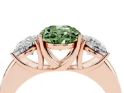 Oval Three Stone Engagement Ring Setting for a Fancy Green Lab-Grown Diamond | Matching Side Stones | Rose Gold