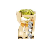 Heart-Shaped Graduated Bypass Engagement Ring Setting for a Fancy Yellow Lab-Grown Diamond | Split Shank | Yellow Gold