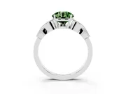 Fancy Green Round Cut Diamond Milgrain Leaf Band Solitaire Ring Set in Platinum with Accent Stones and Prong Setting