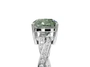 Cushion Cut Twisted Pavé Solitaire Engagement Ring Setting for a Fancy Green Lab-Grown Diamond | Open Basket | Platinum