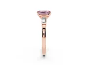Emerald Cut Three-Stone Engagement Ring Setting for a Fancy Pink Lab-Grown Diamond | Tapered Baguettes | Rose Gold