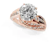 Round Bypass Hidden Halo Engagement Ring Setting | Graduated Pavé | Rose Gold