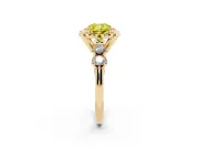 Cushion Cut Floral Engagement Ring Setting for a Fancy Yellow Lab-Grown Diamond | Petal Frame | Yellow Gold