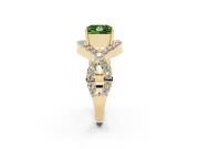 Princess Cut Infinity Twist Engagement Ring Setting for a Fancy Green Lab-Grown Diamond | Pavé Ribbons | Yellow Gold