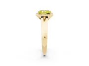 Fancy Yellow Radiant Cut Diamond Halo Ring Set in Yellow gold with Cathedral Band and Prong Setting