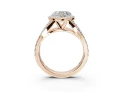 Heart-Shaped Halo Pavé Engagement Ring Setting | Narrow Split Shank | Rose Gold
