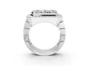 Round Lab-Grown Diamond Men's Cluster Ring | Octagonal Top | White Gold