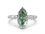Marquise Graduated Solitaire Engagement Ring Setting for a Fancy Green Lab-Grown Diamond | Platinum