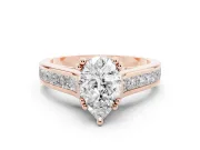 Pear-Shaped Cathedral Channel Set Engagement Ring Setting | Double Claw Prongs | Rose Gold