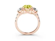 Round Three Stone Engagement Ring Setting for a Fancy Yellow Lab-Grown Diamond | Accented Shoulders | Rose Gold