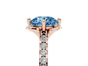 Round Floral Engagement Ring Setting for a Fancy Blue Lab-Grown Diamond | Pavé Band | Rose Gold