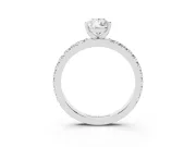 Pear Cut Diamond Pavé Band Solitaire Set in Platinum with Prong Setting