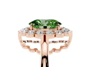 Oval Scalloped Cluster Halo Engagement Ring Setting for a Fancy Green Lab-Grown Diamond | Plain Band | Rose Gold