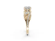 Cushion Cut Vintage Swirl Engagement Ring Setting | Bezel Side Accents | Yellow Gold