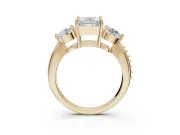 Princess Cut Three Stone Engagement Ring Setting | Tapered Pave Band | Yellow Gold