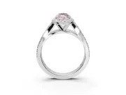 Marquise Halo Pavé Engagement Ring Setting for a Fancy Pink Lab-Grown Diamond | Narrow Split Shank | White Gold