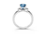 Princess Cut 3 Stone Engagement Ring Setting for a Fancy Blue Lab-Grown Diamond | Sterling Silver - Design NV-24494