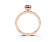 Emerald Cut Pavé Solitaire Engagement Ring Setting for a Fancy Pink Lab-Grown Diamond | Single Row Band | Rose Gold