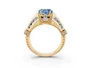 Heart-Shaped Vintage Milgrain Engagement Ring Setting for a Fancy Blue Lab-Grown Diamond | Hidden Halo | Yellow Gold