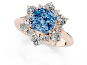 Cushion Cut Cluster Halo Engagement Ring Setting for a Fancy Blue Lab-Grown Diamond | Rose Gold