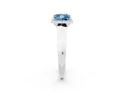 Princess Cut Halo Engagement Ring Setting for a Fancy Blue Lab-Grown Diamond | Knife-Edge Band | Sterling Silver
