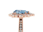 Pear-Shaped Scalloped Halo Engagement Ring Setting for a Fancy Blue Lab-Grown Diamond | Milgrain Edges | Rose Gold