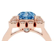 Cushion Cut Milgrain Cluster Halo Engagement Ring Setting for a Fancy Blue Lab-Grown Diamond | Plain Band | Rose Gold