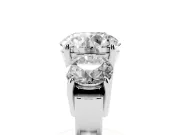 Round Three Stone Engagement Ring Setting | Round Side Stones and Open Baskets | Sterling Silver