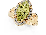 Marquise Filigree Halo Engagement Ring Setting for a Fancy Yellow Lab-Grown Diamond | Yellow Gold