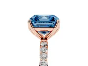 Asscher Cut Pave Engagement Ring Setting for a Fancy Blue Lab-Grown Diamond | Slim Band | Rose Gold