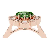 Heart-Shaped Milgrain Cluster Halo Engagement Ring Setting for a Fancy Green Lab-Grown Diamond | Plain Band | Rose Gold