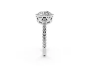 Round Halo Engagement Ring Setting | Half Pave Band | Sterling Silver