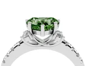 Heart-Shaped Side Stone Engagement Ring Setting for a Fancy Green Lab-Grown Diamond | Pave Band | Sterling Silver
