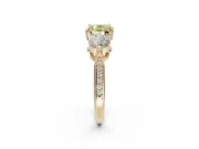 Cushion Cut Three Stone Engagement Ring Setting for a Fancy Yellow Lab-Grown Diamond | Tapered Pave Band | Yellow Gold
