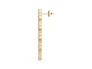 Round Lab-Grown Diamond Single Row Dangle Earrings | Open Box Links | Yellow Gold